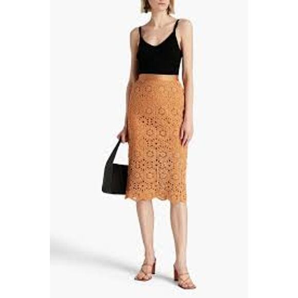 Rodebjer Trixie Crochet Midi Skirt Warm Sand Soft Orange 100% cotton Size Large - Picture 14 of 14